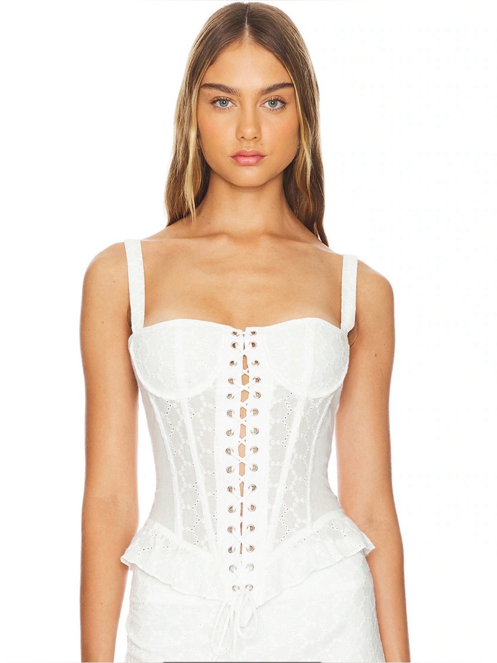Lioness Prophecy Tie Up Corset in Porcelain